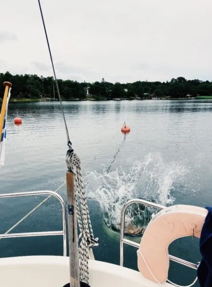 View of cold water from a boat deck
